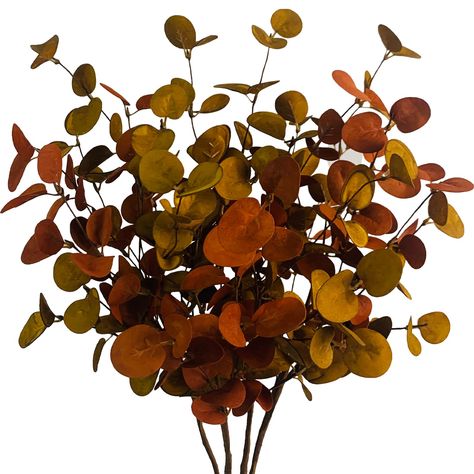 PRICES MAY VARY. Fabric Cloth, Foam SIZE & PACKAGE : Each order has 4 pcs eucalyptus leaves.Stem siz is 26.7" tall x 9.5" Diameter. Each stems has 9 small branches and each branch is constructed by a number of clearly layered orange leaves REALISTIC LOOKING: Unlike other cheap plastic leaves or paper-made leaves, the gradient amber leaves with veins use high-end silk fabric cloth and foam materials to make it look lifelike, real velvety touch and luxurious FALL STEMS :The stem is made of iron wi Fall Eucalyptus, Fall Stems, Floral Arrangement Wedding, Vase With Branches, Faux Branches, Plants For Home, Fall Stem, Table Centerpiece Decorations, Fall Floral Arrangements