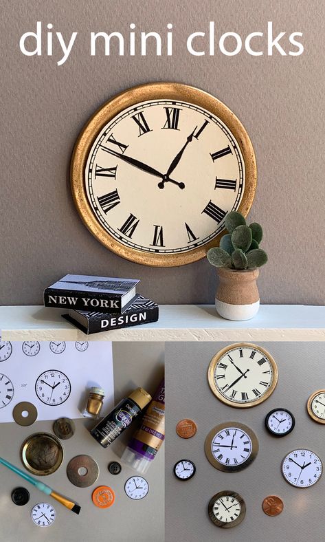 Clock Printable Free, Miniature Clock Diy, Redone Dollhouse, Diy Dollhouse Decor, Dollhouse Clock, Dollhouse Makeover, Popsicle Stick Houses, Dollhouse Supplies, Diy Barbie House