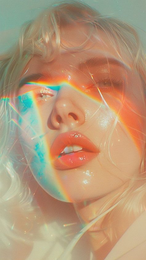 Iridescent Reference, Portrait Reference Lighting, Iridescent Portrait, Shock Mansion, Ethereal Photography, Fair Skin Makeup, Debut Photoshoot, Dreamy Photography, Inner Glow