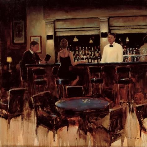 size: 12x12in Art Print: Night Cap by Myles Sullivan : Speakeasy Art, Cap Wall, Cap Art, Bar Scene, Vintage Style Art, Afrocentric Art, Night Cap, Fine China Wedding, China Wedding