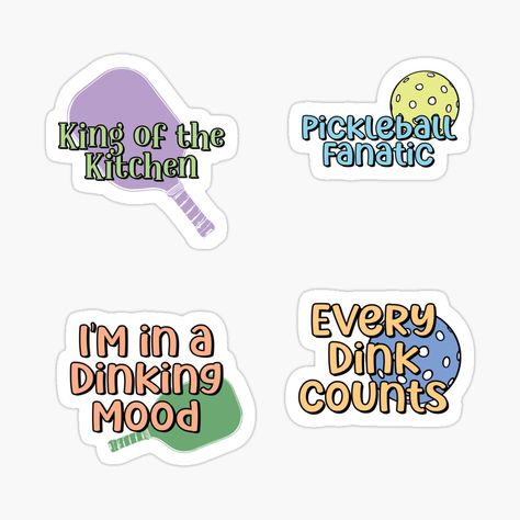 Get my art printed on awesome products. Support me at Redbubble #RBandME: https://www.redbubble.com/i/sticker/Colorful-Pickleball-Fanatic-Sticker-Pack-Funny-Pickleball-Sayings-by-Dink-Dynasty/154361615.EJUG5?asc=u Pickleball Funny, Pickleball, Stickers Packs, Trending Topics, Sticker Design, Vinyl Sticker, Funny, Color