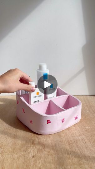 2.8M views · 110K reactions | Make your own cosmetics organiser 🥰🌸🙌🧴

#airdryclay #pottery #clayart #autumn #autumnvibes #aesthetic #girly #giftideas #skincare #makeup | Sculpd | Craft Reinvented | altego_music · SAVE YOUR TEARS X BIRDS OF A FEATHER (ALTÉGO MIX) Airdryclay Ideas, Save Your Tears, Homemade Clay, Makeup Organization Diy, Diy Bowl, Aesthetic Girly, Beauty Organization, Clay Crafts Air Dry, Make Up Organiser