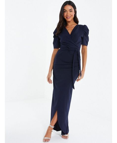 QUIZ Women's Puff Sleeve Maxi Dress - Macy's Puff Sleeve Maxi Dress, Evening Dresses Online, Evening Dresses With Sleeves, Blue Evening Dresses, Maxi Dress Navy, Review Dresses, Sleeve Maxi Dress, Maxi Dress Blue, Maxi Dress With Sleeves