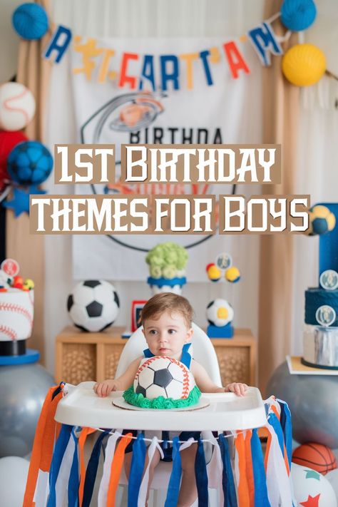 Throw an Amazing 1st Birthday with These Boy-Friendly Themes First Birthday Boy Soccer Theme, First Birthday Themes For Boys, Birthday Party Themes For Boys, First Birthday Theme Boy, 1 Year Birthday Party Ideas, Soccer Theme, 1 Year Birthday, Party Themes For Boys, 1st Birthday Party Themes