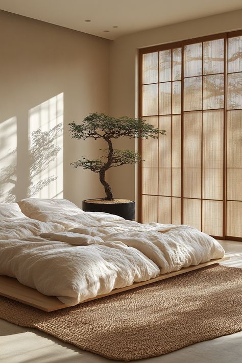 Ever dreamt of turning your bedroom into a serene haven where minimalism meets cozy charm? As a busy mom, I found solace in Japandi bedroom design. Picture this: gentle sunlight streaming through modern shoji screens, offering that perfect blend of Scandinavian simplicity with Japanese warmth. Whether you're dealing with a small space or looking for stylish bed frames, it's all about creating a peaceful retreat. Dive into my latest tips and discover how you, too, can transform your space into a Japandi minimalist sanctuary. Ready for a change? Explore with me! Cozy Scandinavian Bed, Modern Japanese Inspired Bedroom, Minimal Japandi Bedroom, Zen Bedroom Aesthetic, Japandi Interiors Small Space, Japandi Bedroom Design Mood Board, Japandi Room Design, Japan Bedroom Ideas, Japan Bedroom Aesthetic