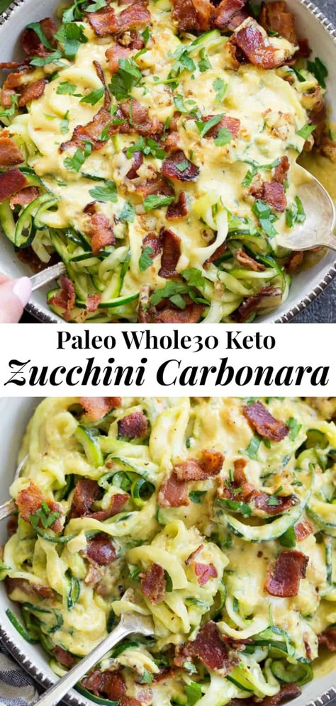 Zucchini Carbonara, Low Carb Dairy Free, Paleo Zucchini, Dairy Free Keto, Whole30 Dinner, Pizza Boy, Pizza Base, Egg Diet Plan, Dairy Free Paleo