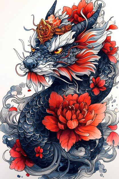 Majestic Dragon, Red Dragon, Dragon Tattoo, Lock Screen Wallpaper, Red Flowers, Graphic Resources, Phone Wallpaper, Iphone Wallpaper, Floral Design