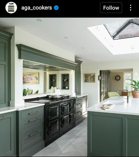 Pompeian Ash, Green Kitchen Ideas, Green Kitchens, Herringbone Kitchen, Dark Green Kitchen, Green Kitchen Designs, Armac Martin, Sage Green Kitchen, Two Tone Kitchen