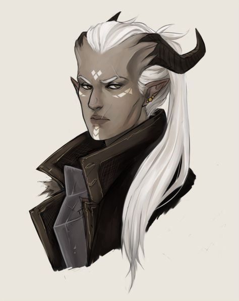 Aasimar 5e, Dragon Age Qunari, Banner Art, Dragon Age 3, Dragon Age Games, Dragon Age 2, Heroic Fantasy, Rpg Characters, Music And Art