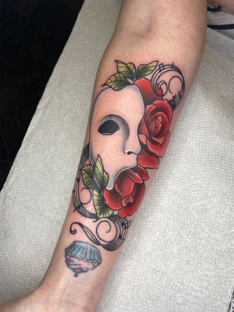 Mascarade Tattoo, Phantom Tattoo, Phantom Of The Opera Tattoo, Masquerade Tattoo, Broadway Tattoos, Phantom Mask, Pig Tattoo, Zelda Tattoo, Opera Mask