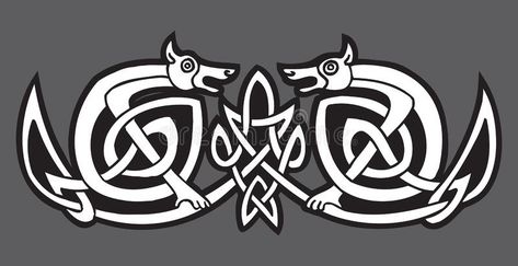 Abstract celtic irish knot wolf tattoo flash Wolf Banner, Flash Illustration, Celtic Animals, Irish Knot, Maned Wolf, Leather Armor, Irish Celtic, Wolf Tattoo, Cross Tattoo