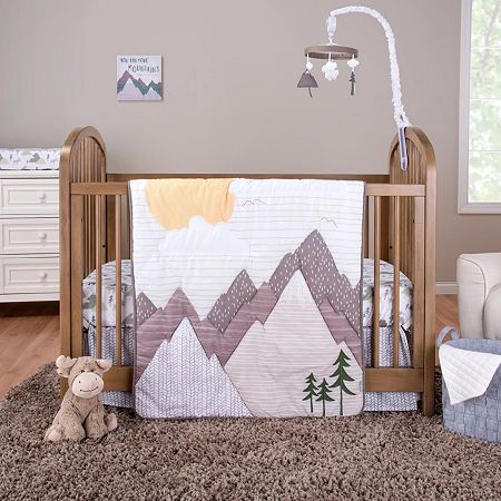 # Pieces In Set: 3Included: 1 Bed Skirt(s) With 13 Inch DropRecommended Ages: 0-12 MonthsBed Size: CribBase Material: 100% CottonCare: Machine Wash, Tumble DryCountry of Origin: Imported Mountain Nursery, Baby Crib Bedding Sets, Nursery Quilt, Baby Crib Bedding, Crib Bedding Set, Crib Skirts, Crib Sets, Nursery Crib, Nursery Set