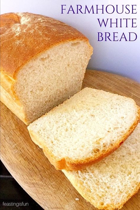 A foolproof white bread recipe, that delivers a tasty farmhouse loaf every single time. Perfect for sandwiches, toast, toasties and more! #breadbakers #bread #easybreadrecipes Single Loaf White Bread Recipe, Cottage Bread Recipe, Farmhouse Bread Recipe, Oven Baked Bread, Easy White Bread Recipe, Loaf Bread Recipe, Farmhouse Bread, Sugar Dough, White Bread Recipe