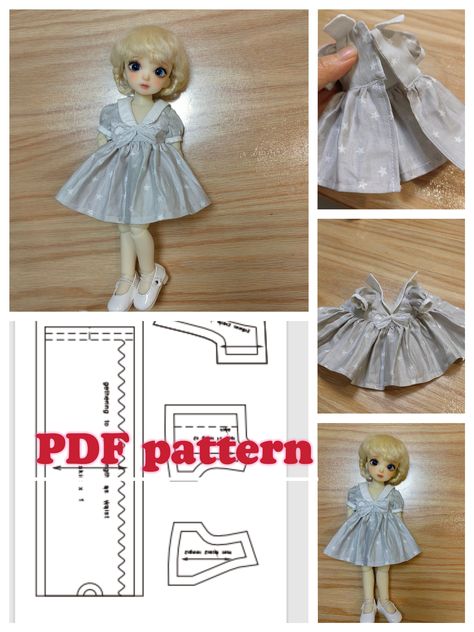 This item is a PDF Pattern  Clothes pattern for  YOSD or other 1/6 BJD dolls (about 27-30cm tall) with similar size You can change printing scaling to make the patterns fit dolls in other sizes  YOSD Doll Mearsurements for reference: height:26.5cm,  arm length:7.5cm  bust size: 13.5cm waist size:11.8cm hip size:19cm Fabric Requirement :  Cotton Fabric Skill Requirement:  basic knowledge of machine sewing Please feel free to contact me if you have questions during making this item After purchasin Pattern For Doll Clothes, Lapel Collar Dress, Pattern Clothes, Doll Plushies, Doll Clothes Patterns Free, Clothing Patterns Free, Basic Knowledge, Clothes Pattern, Machine Sewing