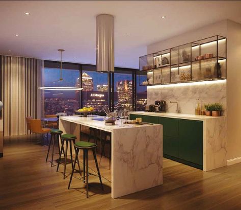 Five dream homes for under £500,000 Wardian London, Grand Lobby, London Mansion, London Kitchen, Timber Deck, Canary Wharf, Kitchen Marble, Beautiful Kitchen, Floor To Ceiling Windows