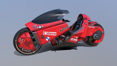 "Kaneda's bike from Akira" by / Akira Kaneda Bike, Akira Bike, Kaneda Bike, Akira Kaneda, Hover Bike, Hover Car, Motorcycle Tattoos, Motorcycle Drawing, Bike Drawing