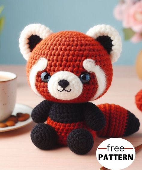 Red Panda Amigurumi Pattern Crochet Red Panda, Amigurumi Pattern Free, Crochet Bag Pattern Tote, Crochet Dragon Pattern, Baby Cardigan Knitting Pattern Free, Knitting Patterns Free Scarf, Panda Panda, Crochet Chicken, Crochet Cat Pattern