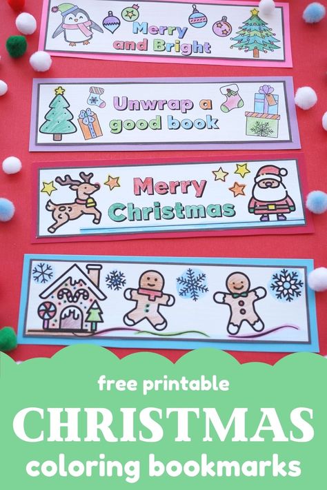 Christmas Bookmarks For Kids, Christmas Bookmarks Printable Free, Free Printable Christmas Bookmarks, Printable Christmas Bookmarks, Gift Tag Template Free Printable, Classroom Winter Party, Bookmarks To Color, Holiday Party Activities, Bookmarks For Kids