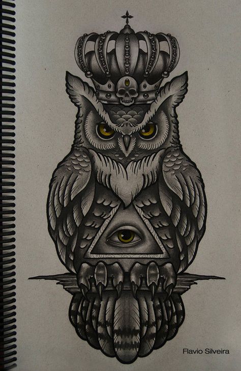 Tatoo Crown, Owl Tattoo Ideas, Traditional Owl Tattoos, Owl Tattoo Meaning, Realistic Owl Tattoo, Tattoo Owl, Owl Tattoo Drawings, Owl Tattoo Design, Seeing Eye