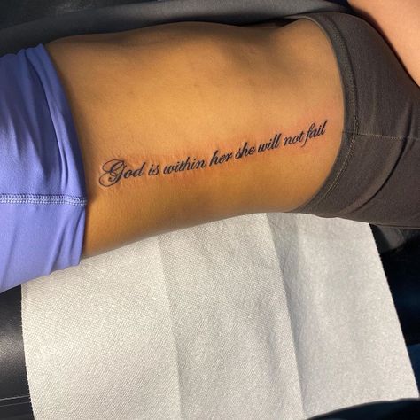 Side Of Stomach Tattoo For Women Words, Word Tattoos On Stomach, Back Of Thigh Quote Tattoo, Side Word Tattoos Women, Side Tattoo Quotes, Side Of Stomach Tattoo For Women, Side Tattoos Women Ribs Meaningful, Tattoos Women Quotes, Side Tattoos Women Quotes