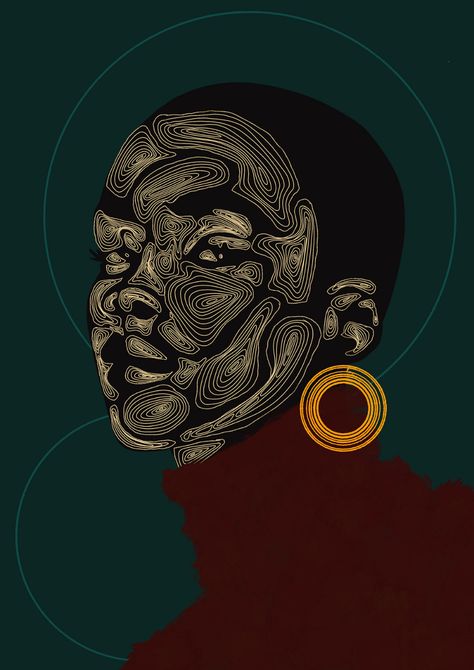 LAYERED on Behance Black Background Artwork, Afrofuturism Art Illustrations, Creative Tshirt Design Inspiration, African Aesthetic, African Drawings, Afrofuturism Art, African Women Art, Tshirt Design Inspiration, Afrocentric Art