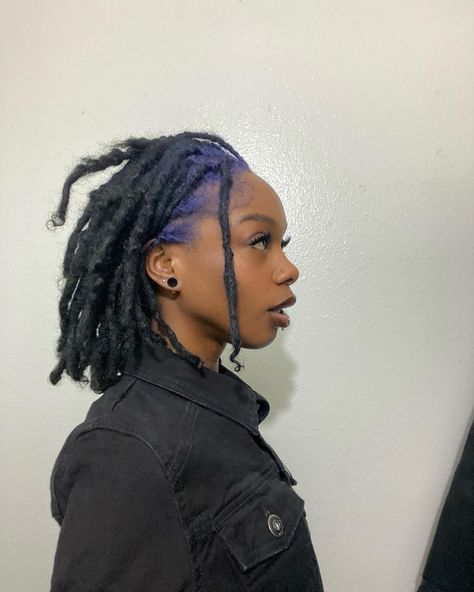 Dark Purple Locs, Reverse Dyed Locs, Midnight Blue Locs, Dark Blue Locs, Blue Roots Black Hair, Dyed Roots On Black Hair, Teal Locs, Lavender Locs, Loc Hair Color Ideas