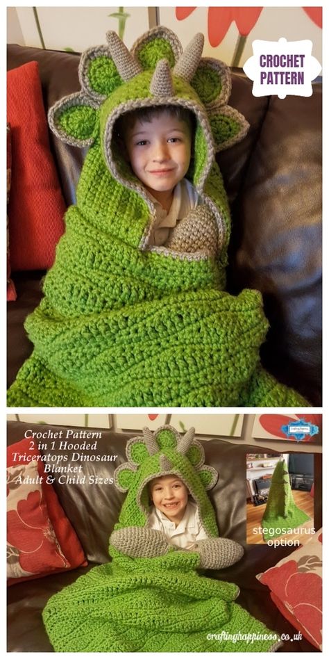 Dinosaur Blanket Crochet, Crochet Hooded Blanket, Crochet Kids Blanket, Crochet Dinosaur Patterns, Dinosaur Blanket, Crochet Dinosaur, Blanket Crochet Pattern, Haken Baby, Kids Blankets