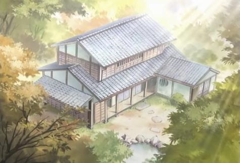 Tohru Honda | Takuto's Anime Cafe Traditional Japanese House Anime, House Side View, Naruto Shifting, Animated House, Japanese Mansion, Anime Houses, Japan Lifestyle, Anime House, Japanese Home Design