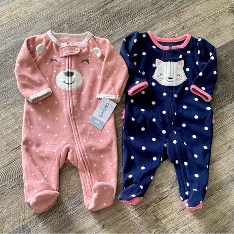 2 Carter’s Onsies. Newborn. Nwt/Nwot. 1. Carter’s Onsie. Nwt. Peach/Pink Color. Zipper And Button Clasp. Polyester. 2. Child Of Mine By Carter’s. Nwot. Navy And Pink. Never Worn. Never Washed. Zipper And Button Clasp. Polyester. From A Pet And Smoke Free Home. Newborn Pijama, Newborn Pink Clothes, Newborn Baby Needs, Baby Girl Sleepers, Dinosaur Outfit, Girls Pjs, Hello Kitty Baby, Monkey Girl, Carters Baby Girl Clothes