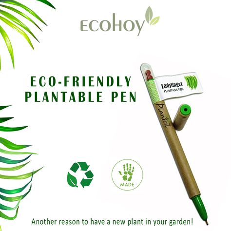 Eco-friendly Plantable pen (Pack of 5): These pens contain seeds of vegetables, and after it is used, can be buried in your garden pot. Making these seed pens sprout with constant care and watering is a fun activity for kids and adults alike. It is made from 100% recycled cardboard, and that makes it great as a return gift for your corporate friend Eco-friendly School Bags With Letter Print, Sprout Pencils, Eco Friendly Pens, Eco Friendly School Supplies, Twsbi Eco Fountain Pen, Writing Software, Fun Activities For Kids, Sustainable Living, Garden Pots