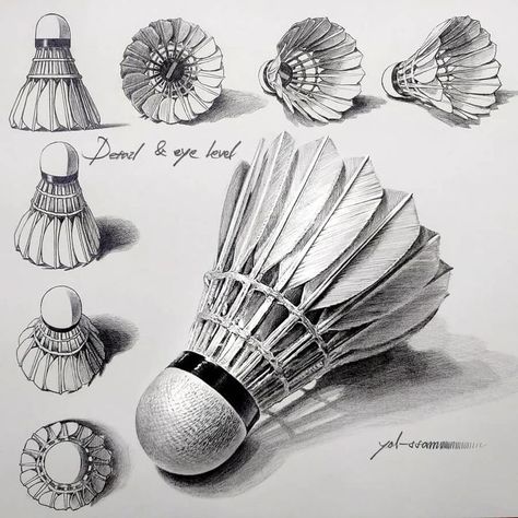 Pencil Drawing Tutorial. Badminton Drawing, Side Face Drawing, Structural Drawing, Design Sketching, Pencil Drawing Tutorials, Nature Art Drawings, Pencil Shading, Object Drawing, Drawing Studies