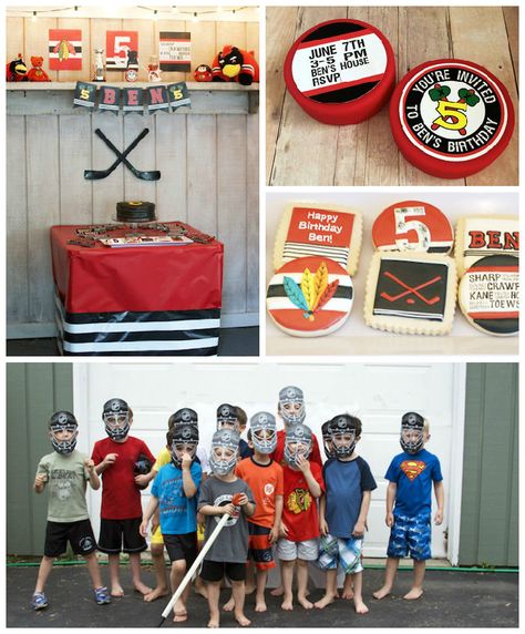 Hockey themed birthday party via Kara's Party Ideas KarasPartyIdeas.com | The Place for ALL things PARTY! #hockeybirthdayparty (1) Hockey Birthday Party Favors, Hockey Birthday Parties, Hockey Kids, Boys Hockey, Hockey Party, Hockey Birthday, Party Hostess, Anniversaire Harry Potter, Video Games For Kids