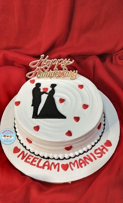 Anniversary cake Cake Designs For Marriage Anniversary, 1 Kg Anniversary Cake Design, Half Kg Anniversary Cake Design, 1st Anniversary Cake Ideas, Anniversary Cake Designs Simple, Happy Anniversary Cake Design, 1st Anniversary Cake Designs, Anniversary Cake Ideas Simple Easy, Marriage Anniversary Cake Design