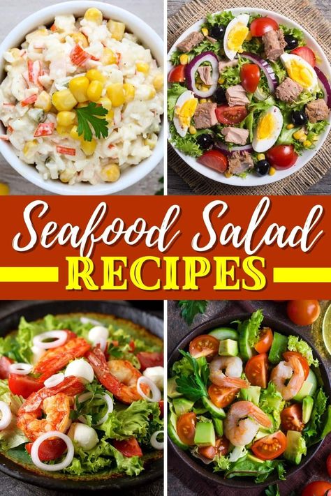 These seafood salad recipes are light, healthy, and delicious! Learn how to make crab salad, shrimp salad, tuna salad, and more incredible dishes! Best Seafood Salad Recipe, Seafood Salad Recipe, Smoked Trout Salad, Salad Shrimp, Seafood Salad Pasta, Sea Food Salad Recipes, Unique Salad, Shrimp Salad Recipes, Recipes To Make At Home