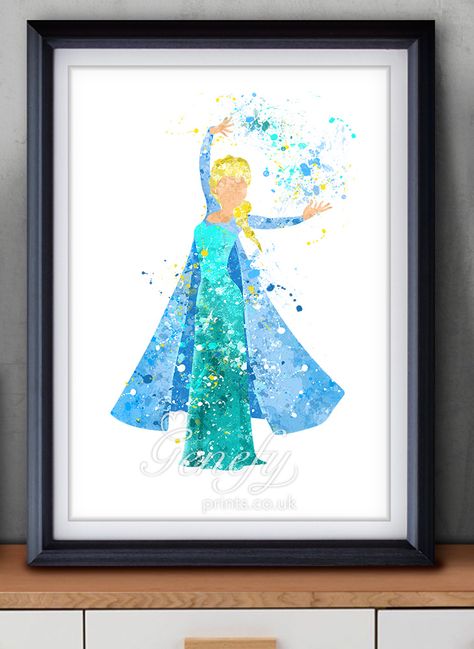 Frozen Watercolor, Disney Frozen Art, Frozen Wall Art, Watercolor Art Kids, Disney Painting, Elsa Art, Frozen Art, Disney Paintings, Disney Princess Elsa