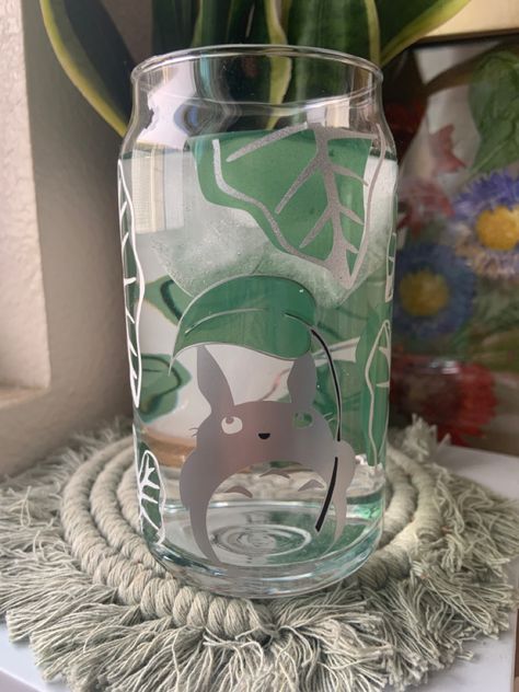 Lantern Painting, Painting Glass Jars, Glass Wear, Cute Coffee Cups, Jar Lanterns, Studio Ghibli Art, Painted Jars, Miyazaki, Kitchen Supplies