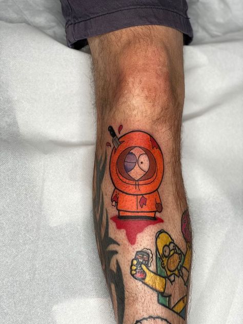 Kenny South Park Tattoo, Southpark Tattoo, South Park Tattoo, Tinker Bell Tattoo, Disney Stitch Tattoo, Simpsons Tattoo, Stick Tattoo, Character Tattoos, Wicked Tattoos