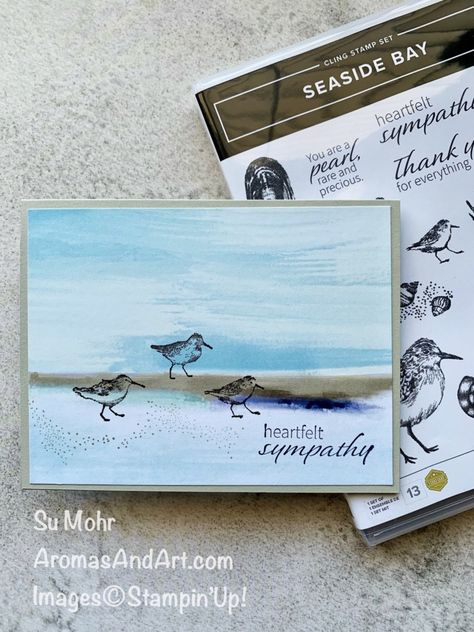 Seaside Bay Cards, Stampin Up Seaside Bay, Seaside Bay, Stampin Up 2023, Beach Cards, Puff Paint, Sea Side, Sympathy Card, Holly Leaf