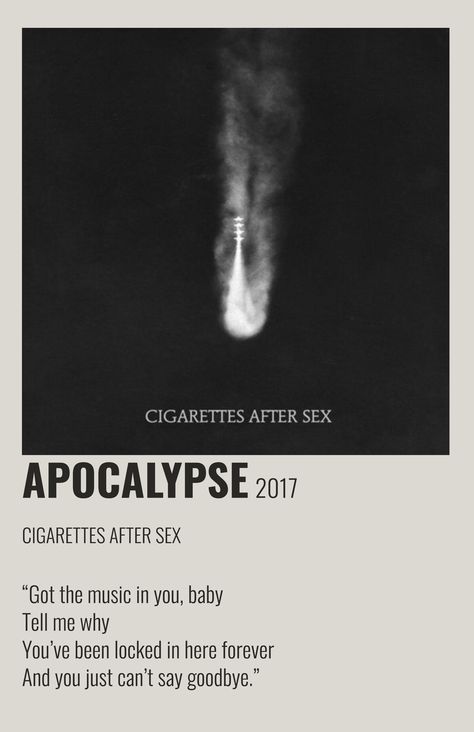 Apocalypse Poster Song, Poster Prints Lyrics, Apocalypse Cas Poster, Cas Poster Vintage, Cigarettesaftersex Band Polaroid Poster, Music Posters Minimalist, Minimalist Poster Music Songs, Ciggaretes After S Wallpaper Aesthetic, Song Posters Vintage