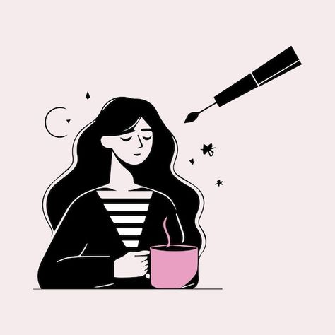 Vector illustration of a girl with a cup... | Premium Vector #Freepik #vector #illustration #aromatherapy #writer #illustrations A Cup Of Coffee, Illustration Girl, Cup Of Coffee, Premium Vector, A Girl, Aromatherapy, Graphic Resources, Coffee Shop, Coffee Cups