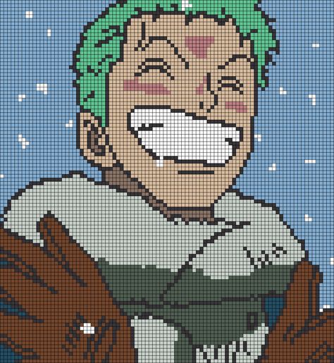 Alpha pattern #120748 | BraceletBook One Piece Grid Pattern, One Piece Perler Beads Pattern, Cross Stitch Patterns One Piece, One Piece Pixel Art Grid, Zoro One Piece Alpha Pattern, One Piece Cross Stitch, One Piece Cross Stitch Pattern, Crochet Graphgan Anime, One Piece Alpha Pattern