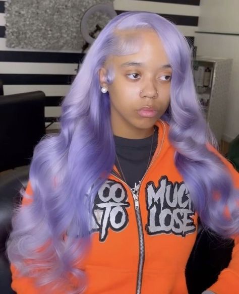 Light Purple Frontal Wig, Icy Purple Wig, Light Purple Wig Install, Light Purple Wigs For Black Women, Lavender Frontal Wig, Lavender Wig Black Women, Lilac Hair Black Women, Light Purple Lace Front Wig, Light Purple And Black Hair