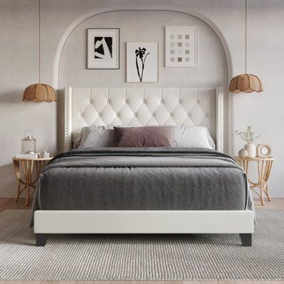 Leather Wingback, Wingback Bed, Wingback Headboard, Upholstered Panel Bed, Beds And Headboards, Decoration Inspiration, Adjustable Beds, Upholstered Bed, Upholstered Platform Bed