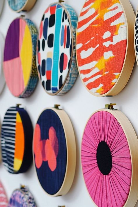 Get creative with DIY fabric wall art using embroidery hoops! An easy way to add color and texture to your walls. #DIYWallArt #EmbroideryHoops #CraftIdeas Diy Fabric Wall Art, Home Decor Embroidery, Embroidery Hoop Decor, Embroidery Hoop Wall Art, Embroidery Wall Art, Fabric Wall Art, Potters Wheel, Get Creative, Fabric Wall