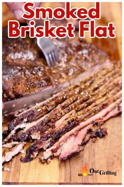 If you are short on time or are just cooking brisket for a small gathering, a smoked brisket flat is perfect. The mustard binder and simple spice rub makes the most delicious bark on the tender and delicious sliced brisket. Wood Fire Grill Recipes, Ninja Woodfire Grill, Brisket Flat, Brisket Recipes Smoked, How To Cook Brisket, Smoked Beef Brisket, Brisket Recipes, Smoked Beef, Smoked Brisket