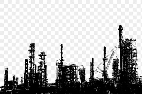 Factory Silhouette, Factory Background, Elephant Painting Canvas, Border Transparent, Image Border, Industrial District, Oil Refinery, Plains Background, Background Drawing