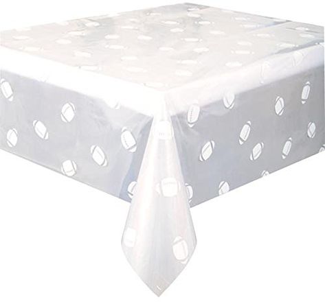 Clear Football Plastic Tablecloth 108 x 54 >>> Click on the image for additional details. (This is an affiliate link) Football Table Cover, Soccer Theme Parties, Teacher Party, Football Party Supplies, Football Table, Paper Tablecloth, Sports Birthday Party, Soccer Theme, Super Bowl 50