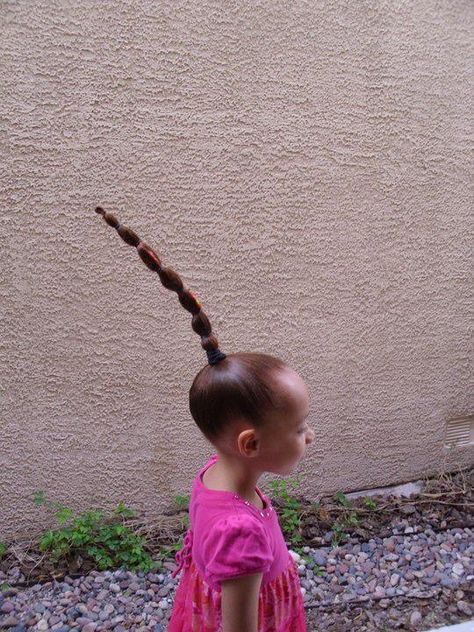 Crazy Hair Inspiration, Crazy Hair Day Ponytails, Funny Braids Hairstyles, Jail Hairstyles, Gross Hair Hairstyles, Crazy Hair Designs, Crazy Long Hairstyles, Really Cool Hairstyles, Weird Hair Styles