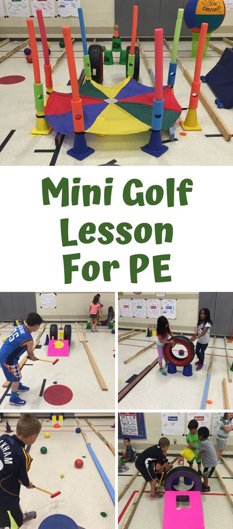 PE Teacher Jason Leach shares how to play Mini Golf in your PE class! Pe Curriculum Elementary, Pe Storage Ideas, Adapted Pe Activities, Adaptive Pe Activities, Pe Activities Elementary, Preschool Pe, Pe Games Elementary, Adapted Pe, Adapted Physical Education