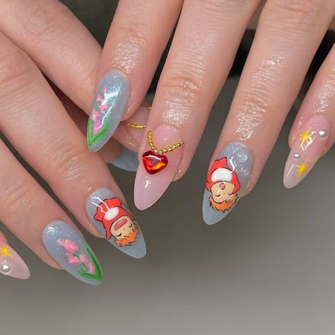 Nami Nails One Piece, Studio Ghibli Nail Designs, Princess Mononoke Nails, Ponyo Nails Studio Ghibli, Ghibli Nail Art, Studio Ghibli Nail Art, Ponyo Nails, Howls Moving Castle Nails, Totoro Nails